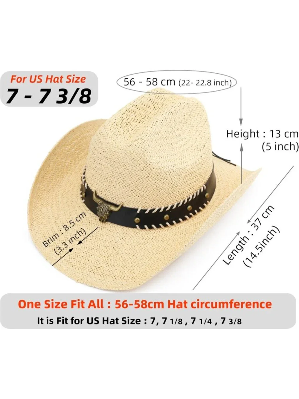 Men's Beige Straw Adjustable Wide Brim Sun Beach Western Cowgirl Cowboy Hat